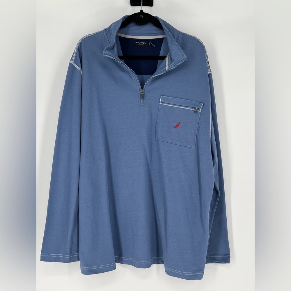Nautica Men's Quarter-Zip‎ Pullover in a light blue with classic style
